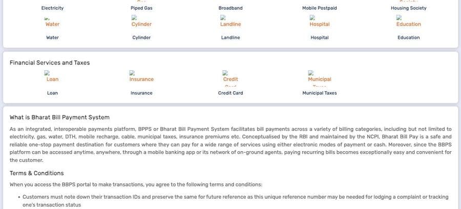 BBPS Bharat Bill Payment System