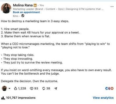 How to destroy a marketing team in 3 easy steps.