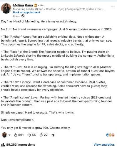 Day 1 as Head of Marketing. Here is my exact strategy.
